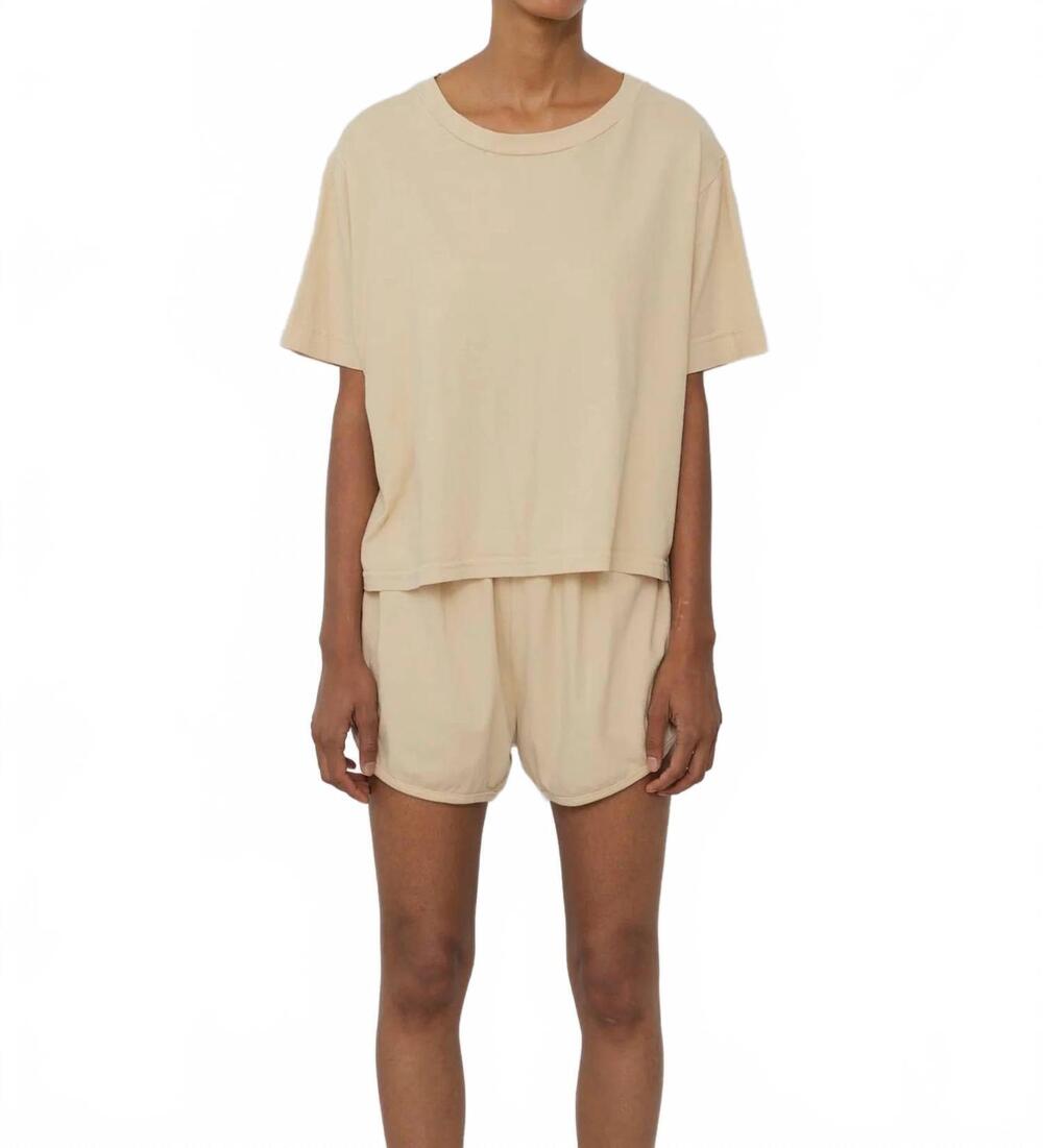 NEW WOL HIDE trainer curved hem shorts in barley